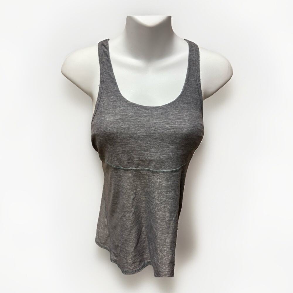 Lululemon Womens Tank Top Size 6 Gray Built In Bra Racerback Yoga Athletic Cami